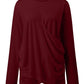 Ruched Round Neck Long Sleeve T-Shirt