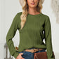 Textured Round Neck Long Sleeve Blouse