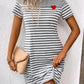 Striped Round Neck Short Sleeve Mini Dress