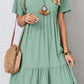 Full Size Ruched V-Neck Short Sleeve Dress