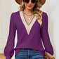 Openwork V-Neck Long Sleeve T-Shirt
