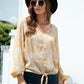 Tie-Dye Tied Balloon Sleeve Blouse