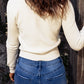 Ruched Sweetheart Neck Long Sleeve Sweater