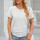 Eyelet Round Neck Short Sleeve T-Shirt