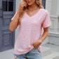 Eyelet V-Neck Short Sleeve T-Shirt
