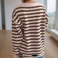 Distressed Striped Round Neck Long Sleeve Sweater