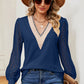 Openwork V-Neck Long Sleeve T-Shirt