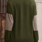 Decorative Button Contrast V-Neck Long Sleeve T-Shirt