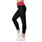 Black Red Crossover Leggings with Pockets