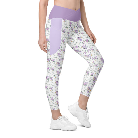 Blooming Crossover Leggings with Pockets