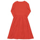 Orange Red Long Sleeve Midi Dress