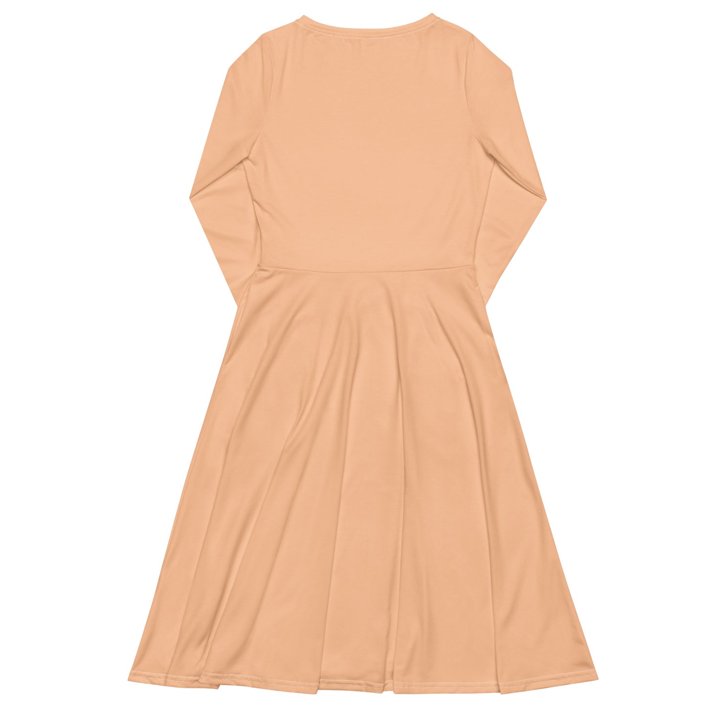 Peach Long Sleeve Midi Dress