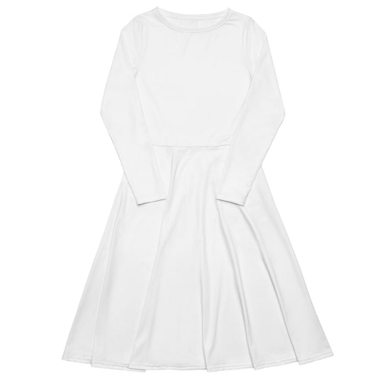 White Long Sleeve Midi Dress