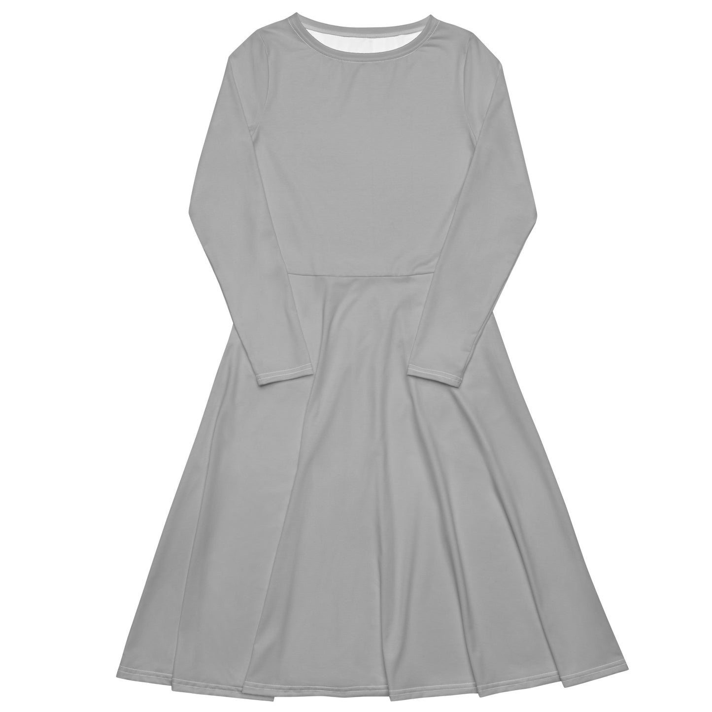 Silver Long Sleeve Midi Dress