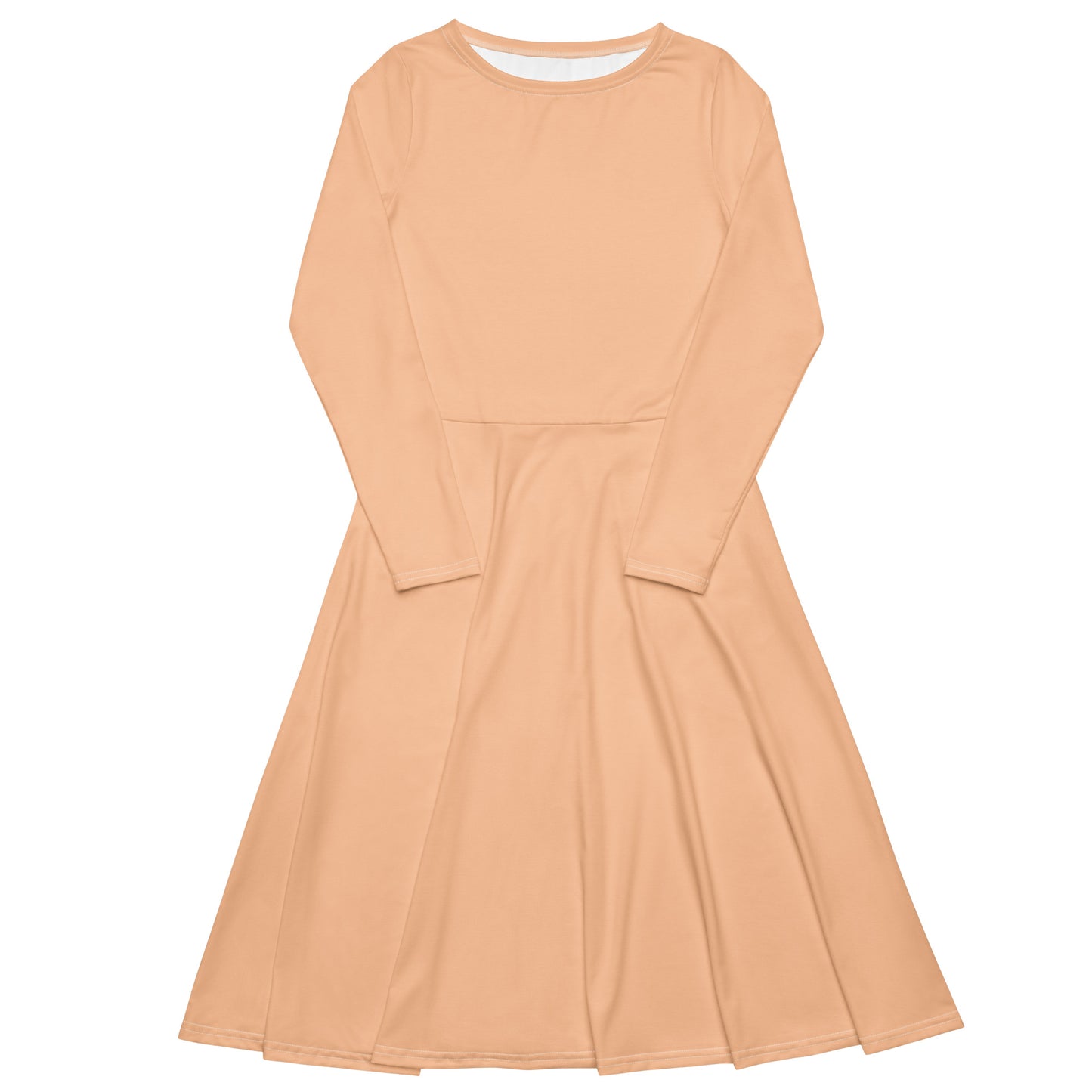 Peach Long Sleeve Midi Dress
