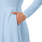 Own Joy Pattens Blue Long Sleeve Midi Dress