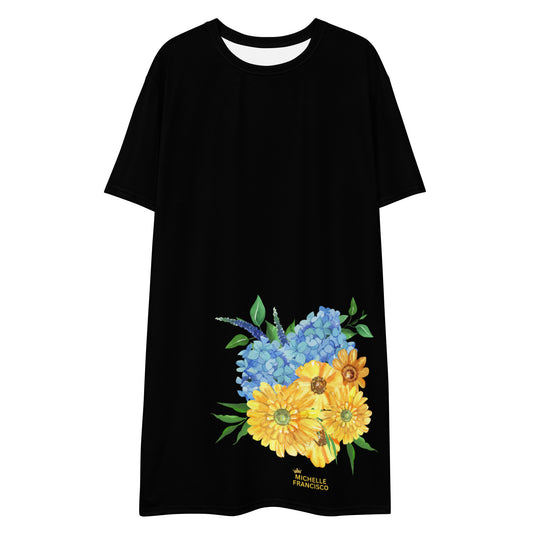 Black Floral T-shirt Dress