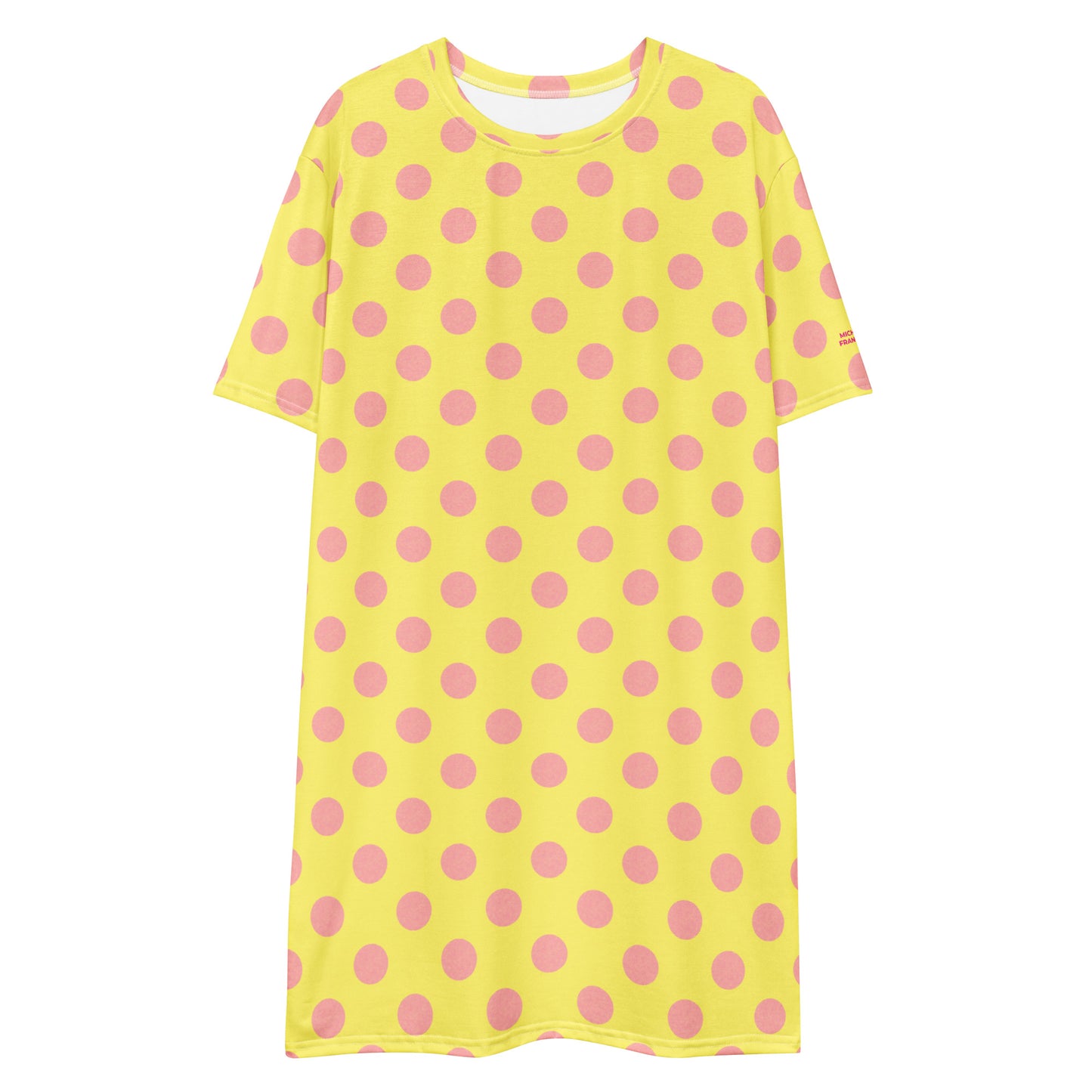 Yellow Pink Polka T-shirt Dress