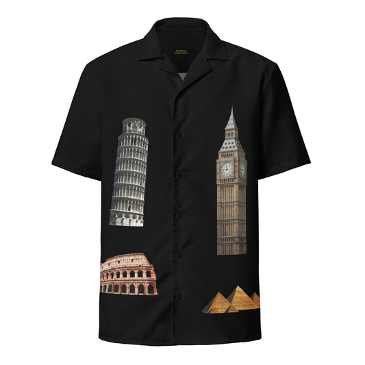 Men's Travel Black Button Shirt