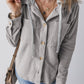 Drawstring Button Up Long Sleeve Hooded Jacket - Michelle Francisco