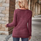 Half-Zip V-Neck Long Sleeve Top