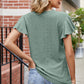 Eyelet V-Neck Flutter Sleeve T-Shirt