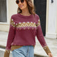 Contrast Round Neck Long Sleeve Sweater