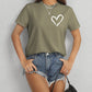 Heart Round Neck Short Sleeve T-Shirt