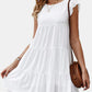 Ruffled Round Neck Cap Sleeve Mini Dress