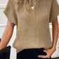 Solid Color Turtleneck Short Sleeve Sweater