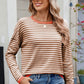 Striped Contrast Round Neck Long Sleeve Sweater