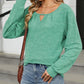 Cutout Round Neck Long Sleeve T-Shirt