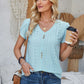 Decorative Button Eyelet V-Neck Short Sleeve T-Shirt