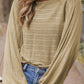 Eyelet Boat Neck Long Sleeve Knit Top