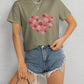 Heart Round Neck Short Sleeve T-Shirt