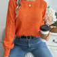 Openwork Round Neck Long Sleeve Sweater