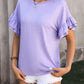 Ruffled Round Neck Short Sleeve Top