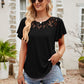 Lace Detail Round Neck Short Sleeve T-Shirt
