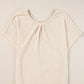 Plus Size Textured Lace Round Neck Short Sleeve T-Shirt