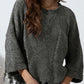 Distressed Round Neck Drop Shoulder Sweater