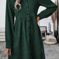 Ruched Button Up Long Sleeve Dress