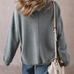 Slit Round Neck Long Sleeve Sweatshirt