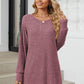 Ribbed Round Neck Long Sleeve T-Shirt