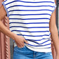 Striped Round Neck Cap Sleeve Knit Top