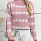 Heart Turtleneck Dropped Shoulder Sweater