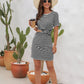 Cutout Striped Round Neck Short Sleeve Dress