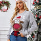 Reindeer Round Neck Long Sleeve Sweater