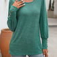 Decorative Button Round Neck Long Sleeve T-Shirt