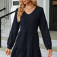 V-Neck Long Sleeve Mini Dress