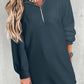 Half Zip Dropped Shoulder Mini Sweatshirt Dress